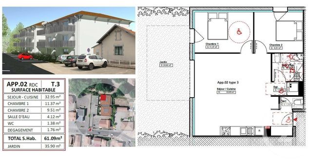 Afficher la photo en grand Appartement F3 à vendre - 3 pièces - 61.09 m2 - MIMIZAN - 40 - AQUITAINE - Century 21 Group Immo