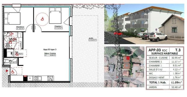 Afficher la photo en grand Appartement F3 à vendre - 3 pièces - 61.09 m2 - MIMIZAN - 40 - AQUITAINE - Century 21 Group Immo