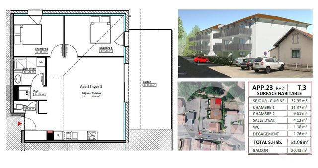 Afficher la photo en grand Appartement F3 à vendre - 3 pièces - 61.09 m2 - MIMIZAN - 40 - AQUITAINE - Century 21 Group Immo