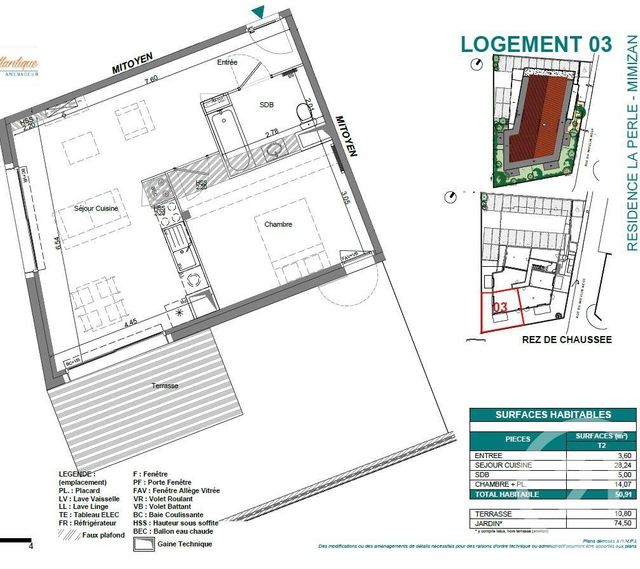 Appartement T2 à vendre - 2 pièces - 50.91 m2 - MIMIZAN - 40 - AQUITAINE - Century 21 Group Immo