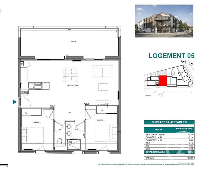 Appartement T3 à vendre - 3 pièces - 61.95 m2 - PARENTIS EN BORN - 40 - AQUITAINE - Century 21 Group Immo
