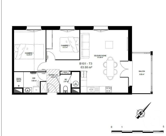 Afficher la photo en grand Appartement F3 à vendre - 3 pièces - 63.88 m2 - MIMIZAN - 40 - AQUITAINE - Century 21 Group Immo